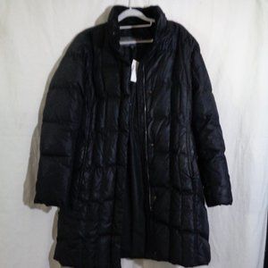 Eddie Bauer down filled medium length black coat, size M, no hood, new
